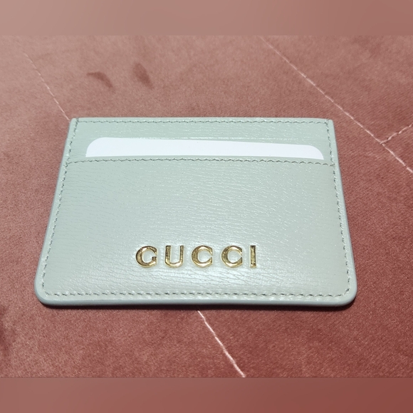 Gucci Card Case with Gucci Script, Pale Green - Picture 2 of 6